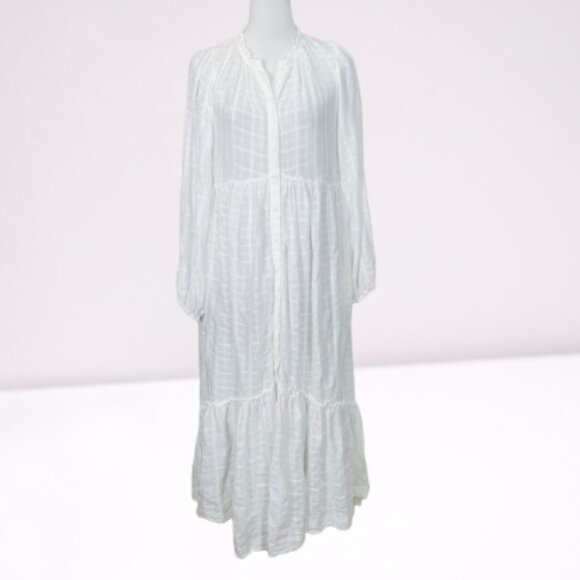 Free People NWOT Gauze Edie Plaid Button Front Maxi Dress Size XS White - Picture 6 of 13